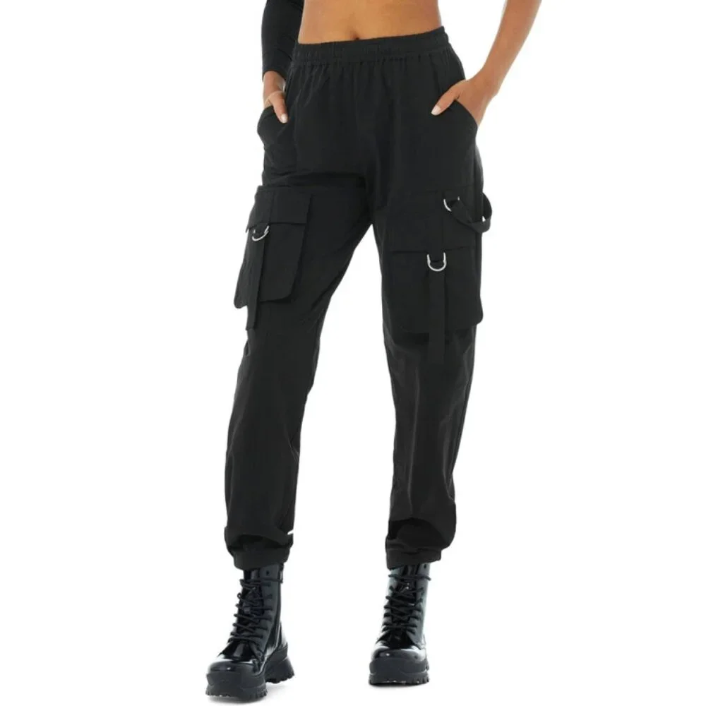 Alo High-Waist City Wise Cargo Pant Black Edgy Gothic Utility Hi-Rise Joggers XS